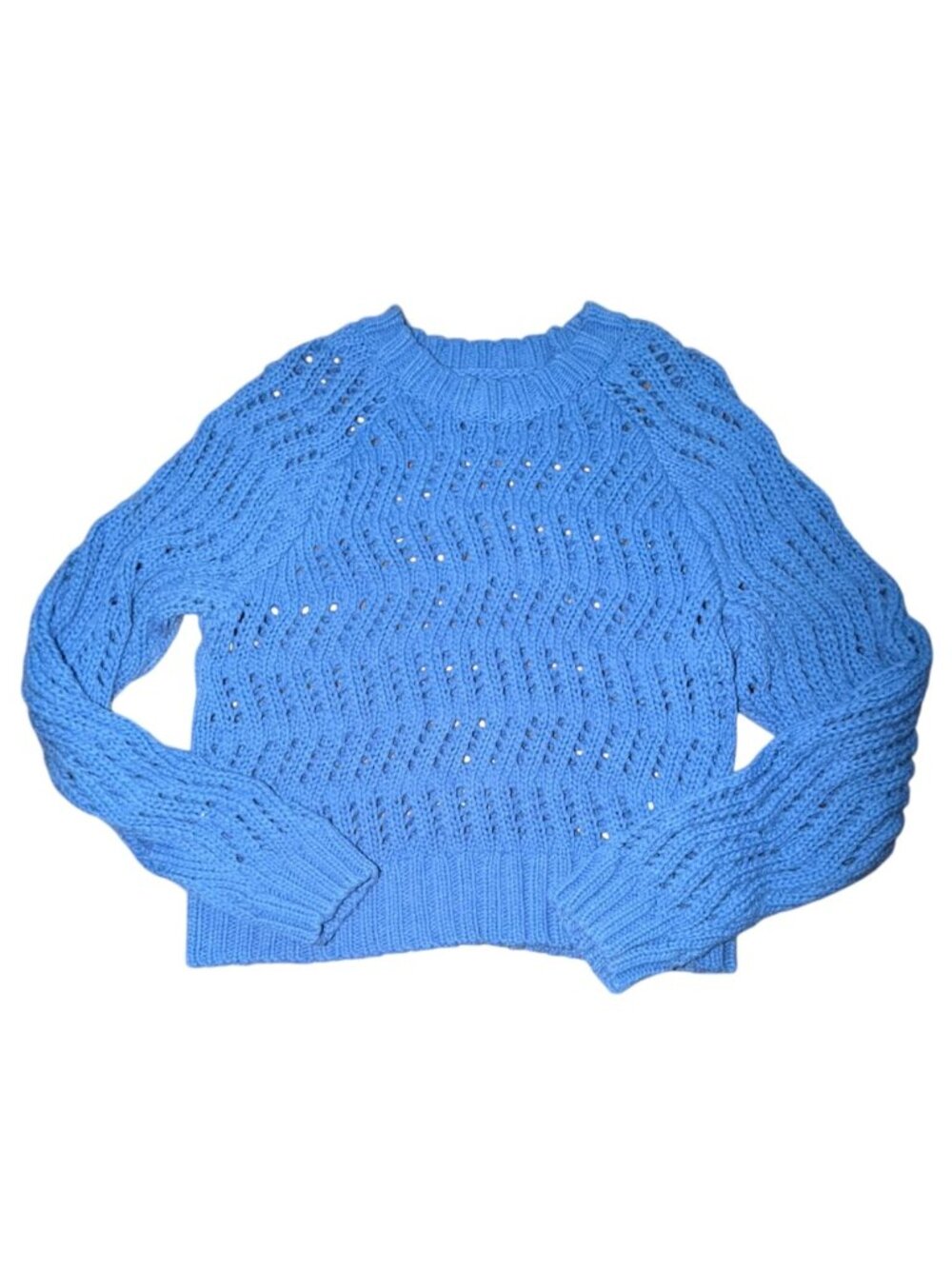 American Eagle Chunky Open Knit Sweater-Blue-S-GUC